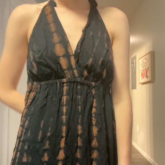 Beachy Boho Bali Maxi Dress | Black Tie Dye | Size S - Picture 2 of 5